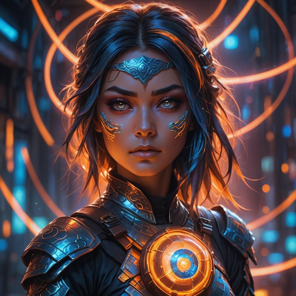 Ninja Girl with Uranium Orb: Digital Matte Painting