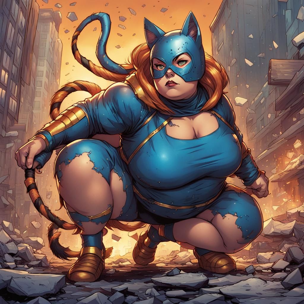 Anime Catgirl Superhero Comic Book Art