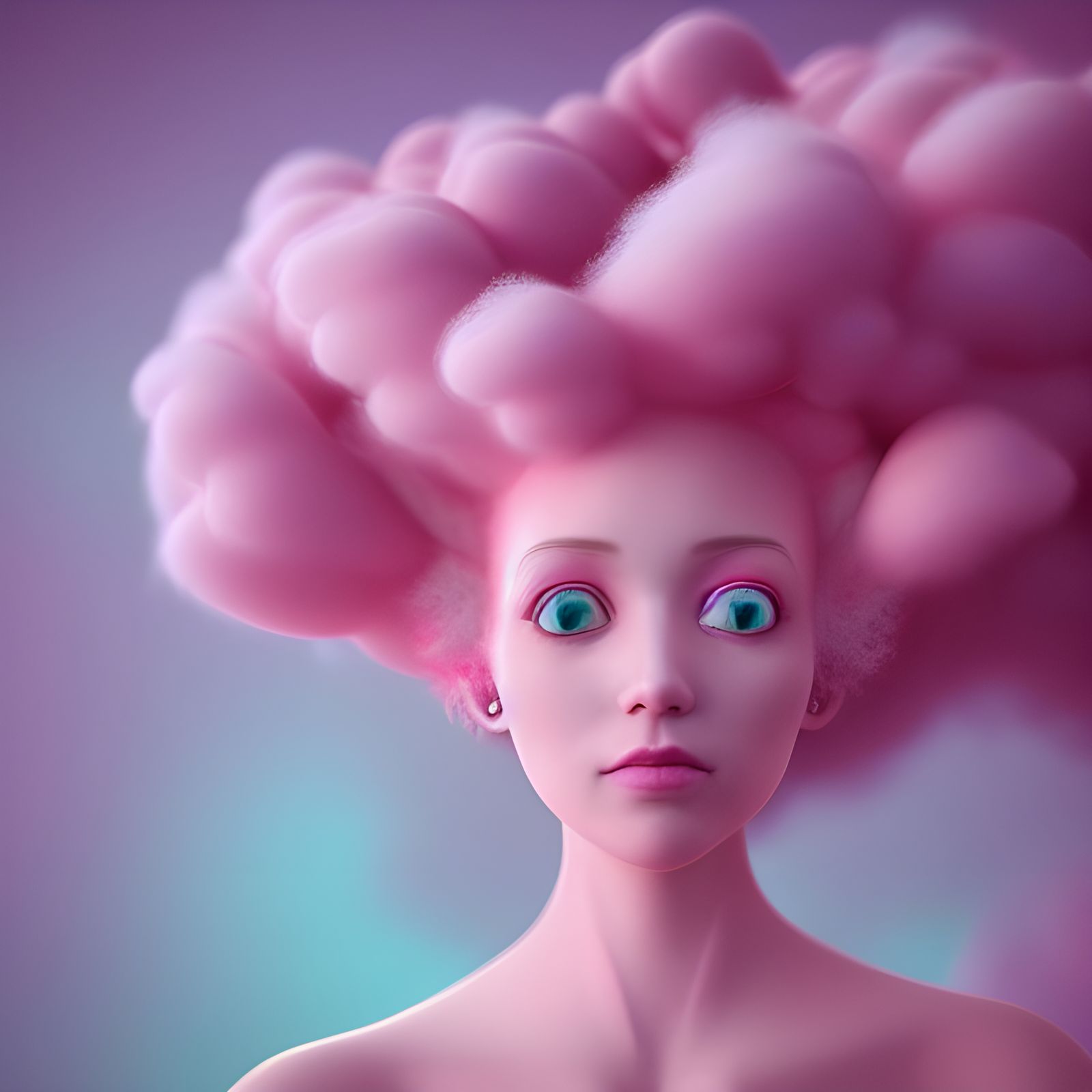 Cotton Candy Queen Portrait in Sweet Pastel Colors