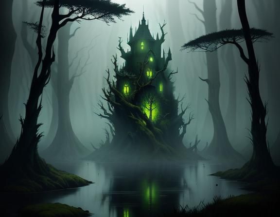 Bullywug in Murky Swamp: Dark Fantasy Illustration