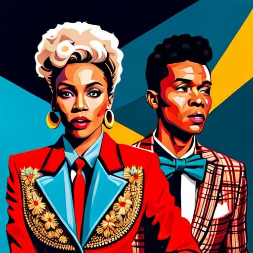 Geometric Fashion Models in Bauhaus Pop Art Style