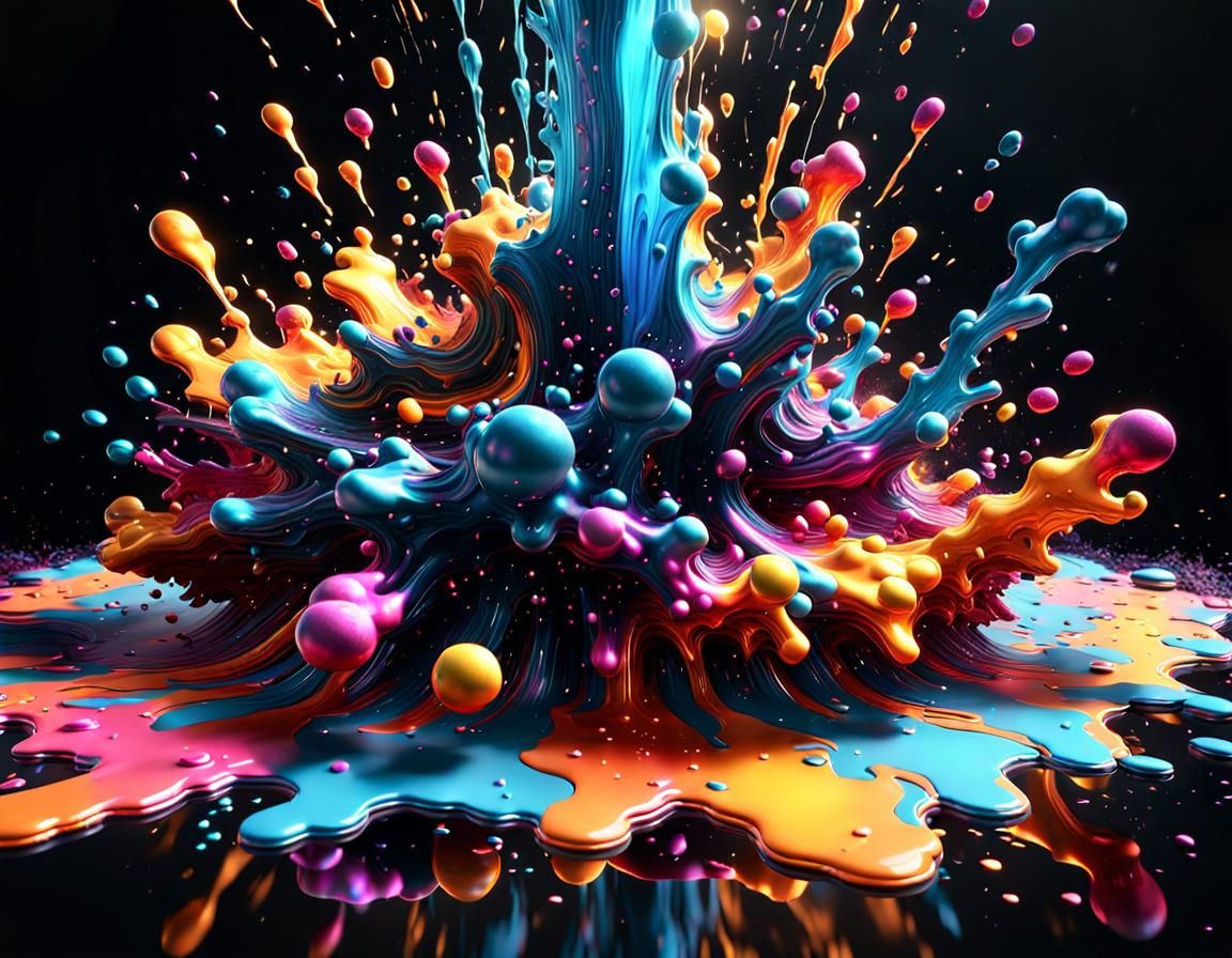 Colorful Liquid Explosion in 3D Illustration