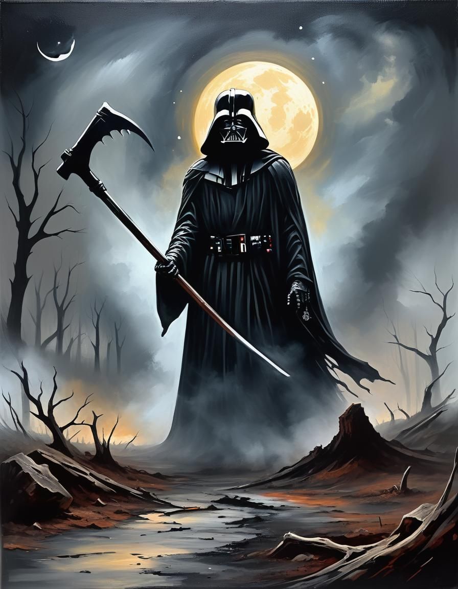 Grim Reaper as Impasto Acrylic Painting