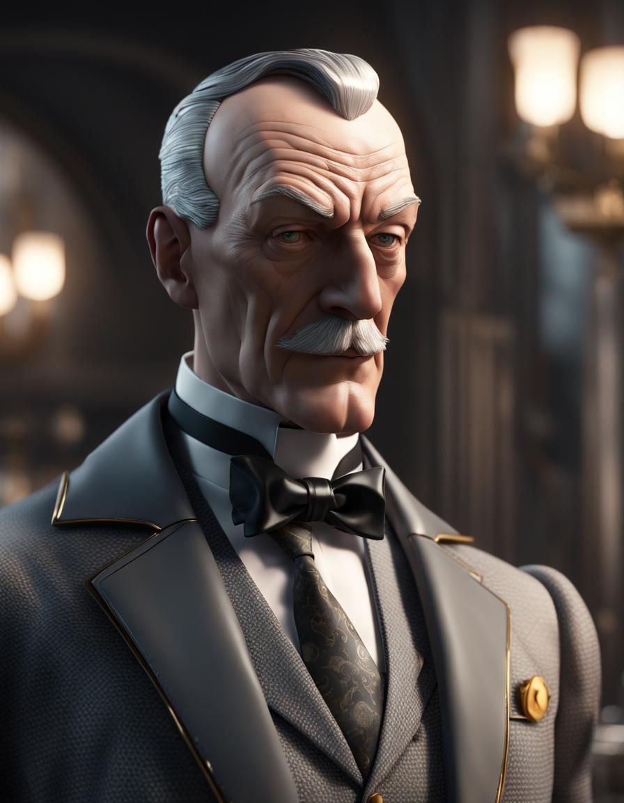 Cyberpunk Butler: Epic Android Alfred Pennyworth Portrait