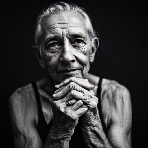Close-Up Portrait of Wrinkled Hands in Ambient Light