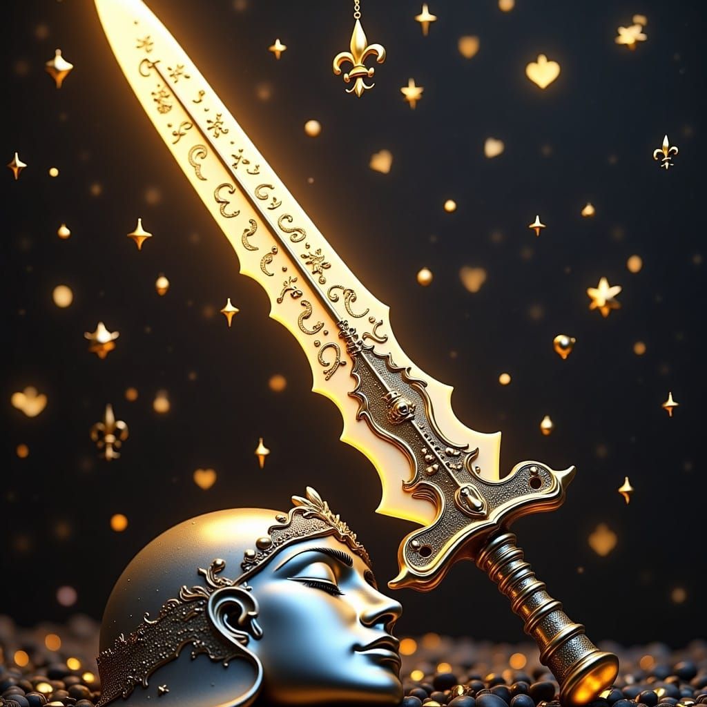 Joan of Arc's Sword and Helmet in Baroque Style