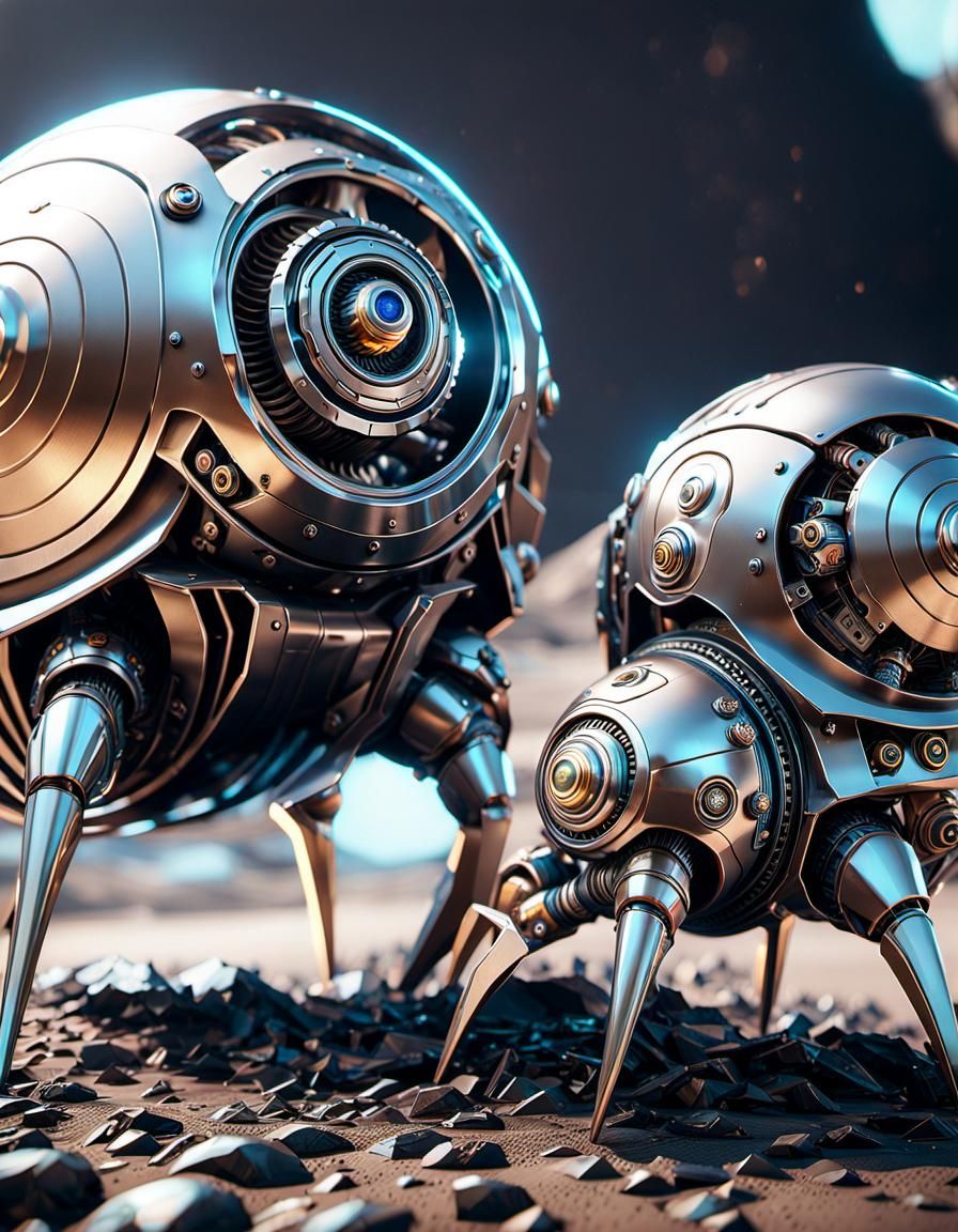 Metal Snails in Hyperdetailed Fantasy Painting