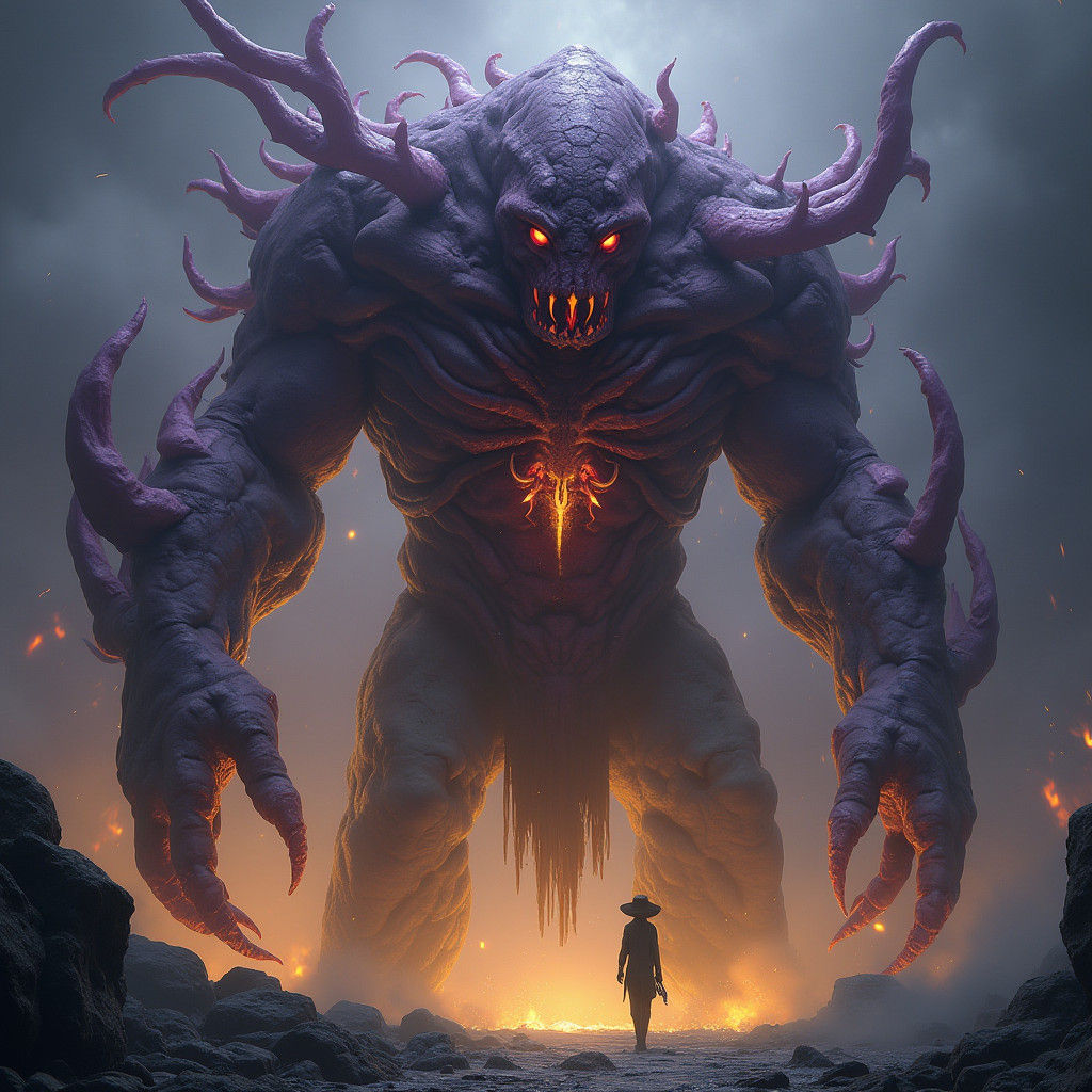 Blighted Golem in Dark Fantasy Style