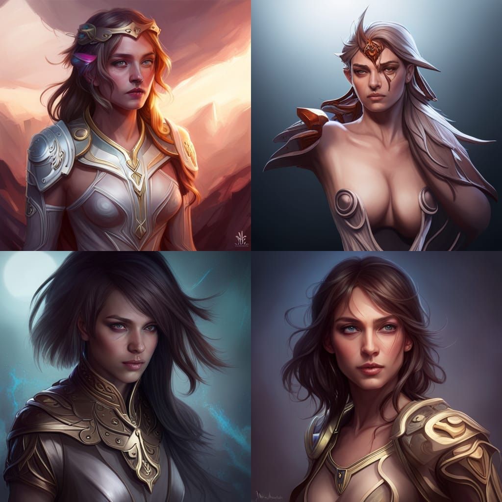 Fallen Aasimar Portrait in Hyperdetailed Style