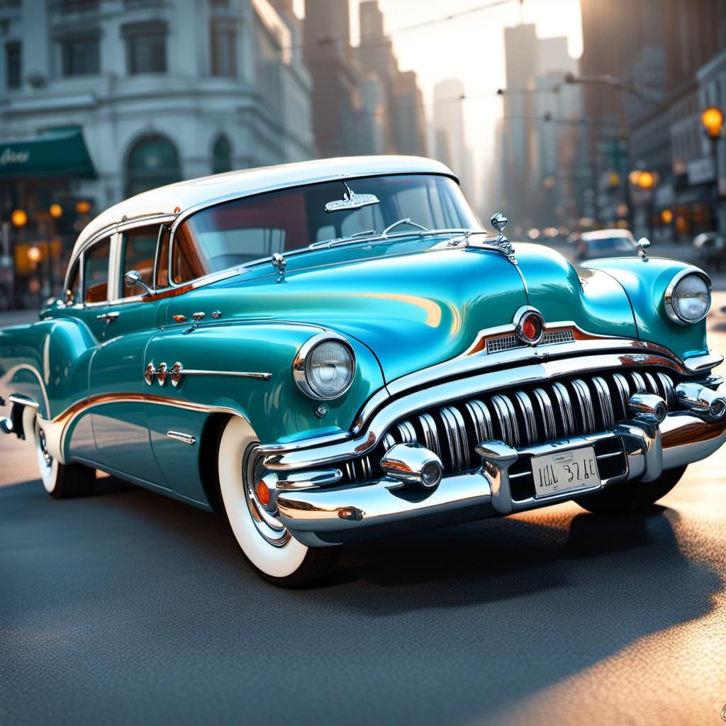 Baby Blue 1953 Buick Roadmaster Concept Art