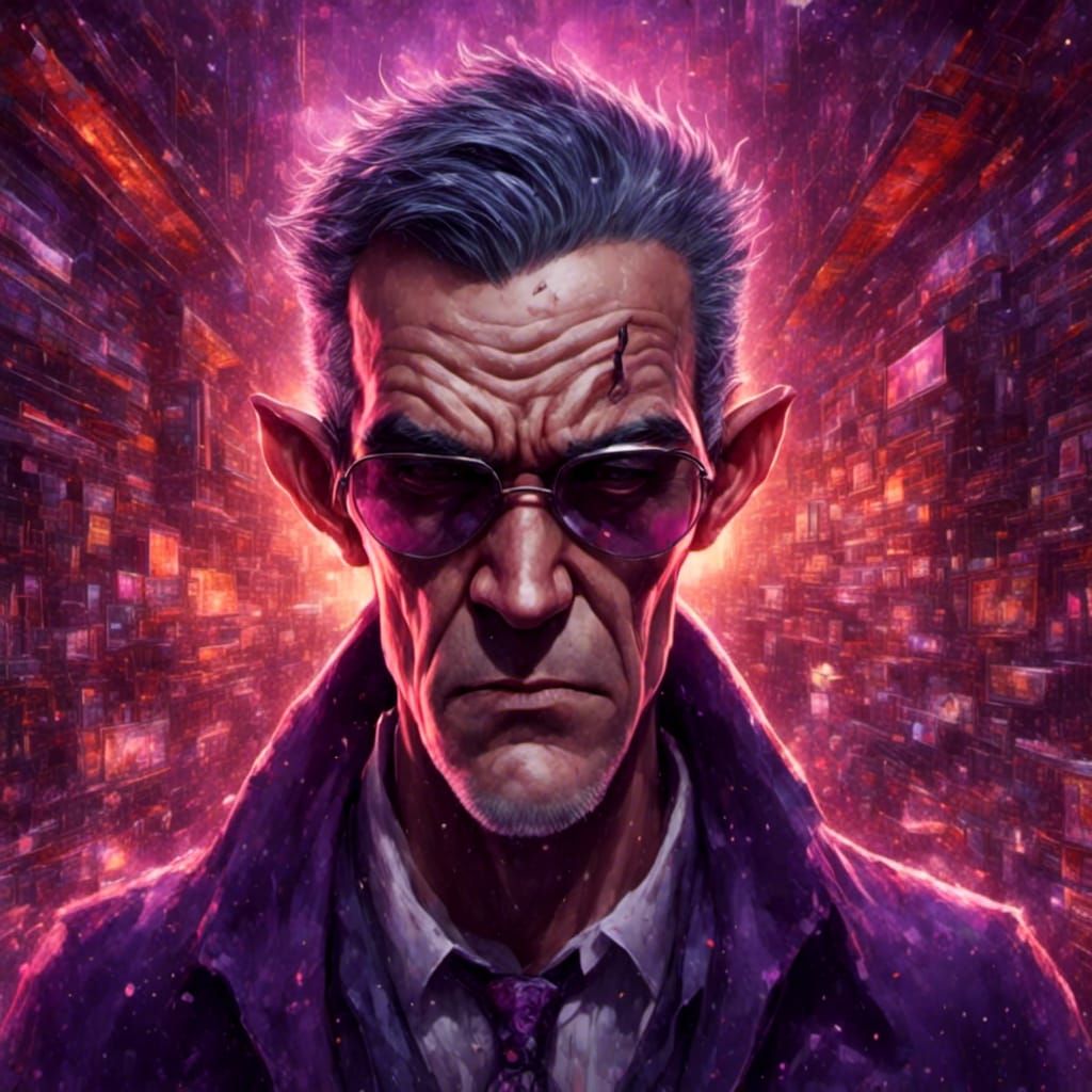 Anime 2d cartoon <lora:My Face:0.5> DJing wearing Matrix sty...