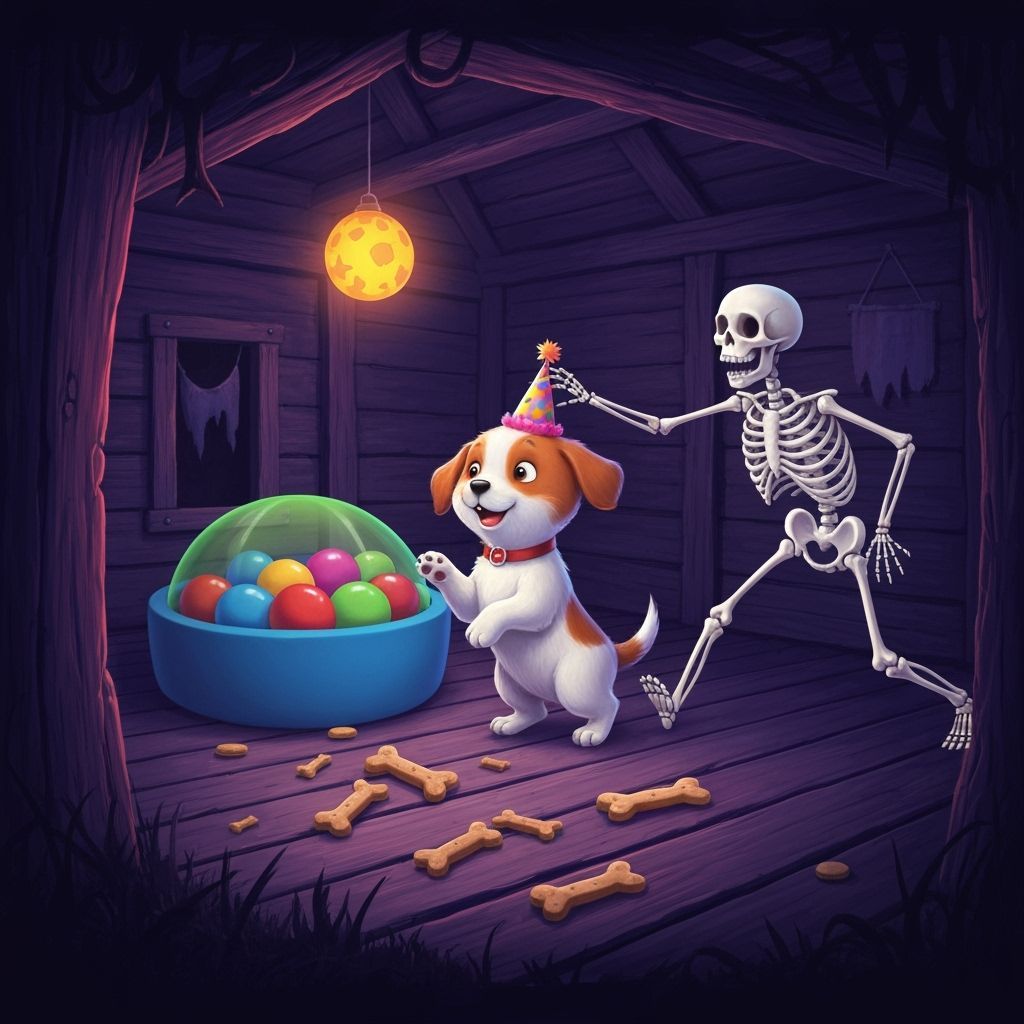 Puppy Birthday Party with Playful Skeleton Chase