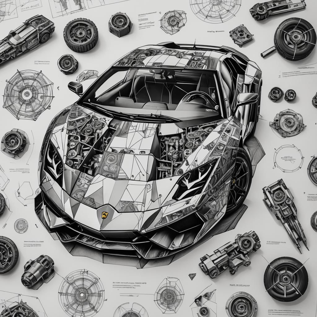 Detailed Technical Drawing of a Lamborghini