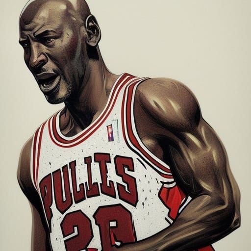 Michael Jordan Portrait in Hyperdetailed Style