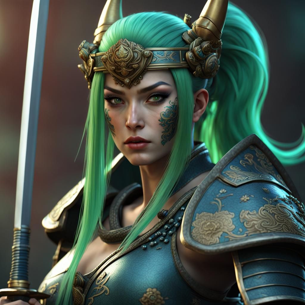 Triton Samurai in Shogun Armor, Dark Fantasy Art