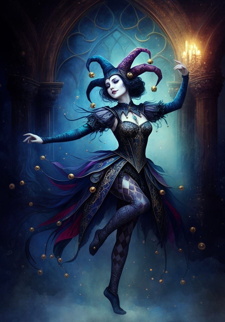 Gothic Harlequin Dances in Whimsical, Art Deco-Inspired Eleg...