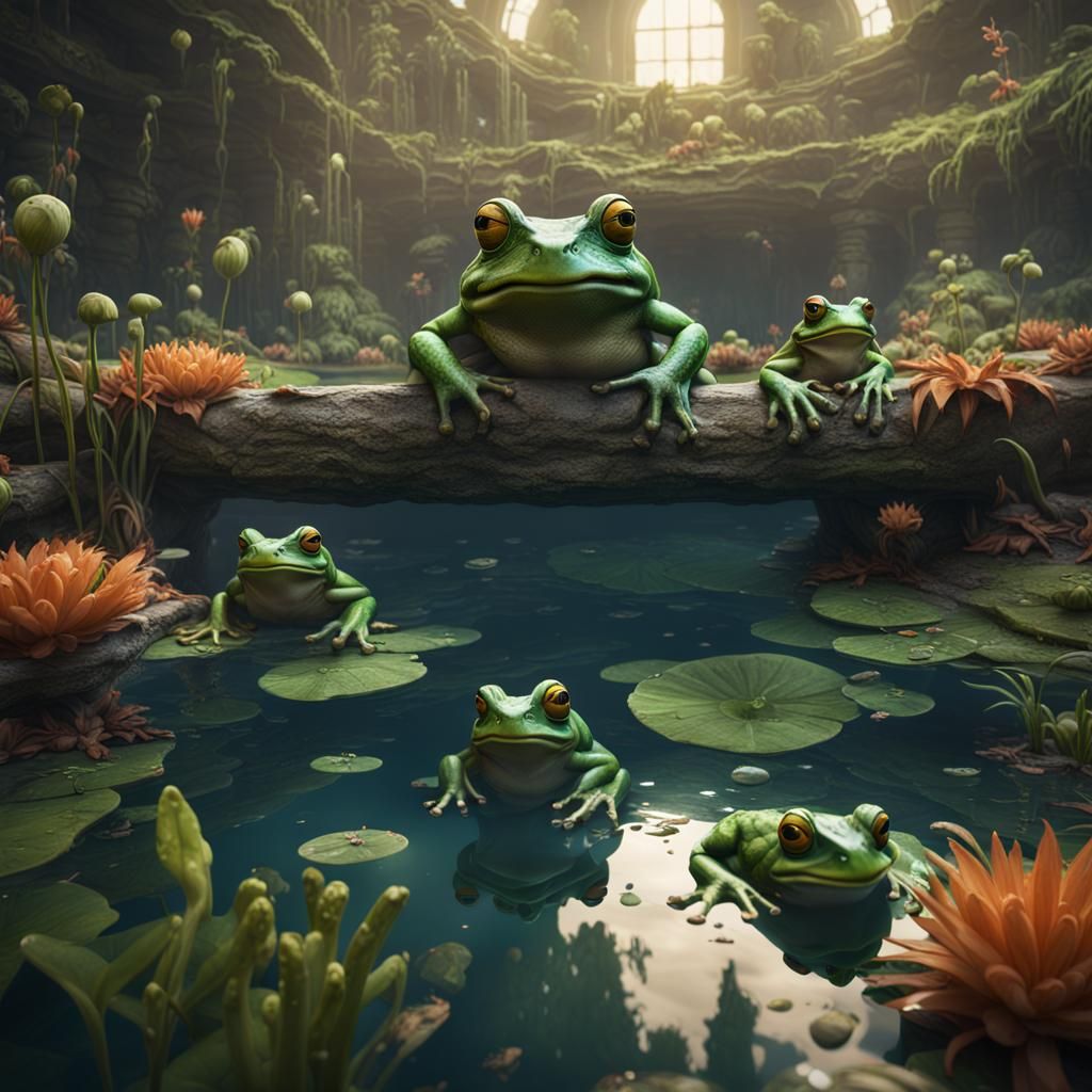 Frogs Infesting a Pool: Detailed Matte Painting