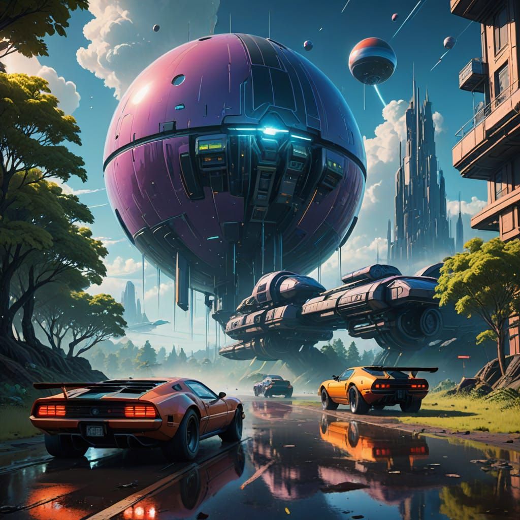 Surreal Rainbow Landscape in Eerie, Dreamlike Atmosphere