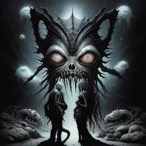 Scary Gothic Face in Black and White Digital Art