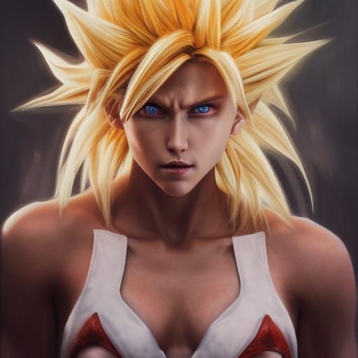 Hyperrealistic Super Saiyan Female in Combat