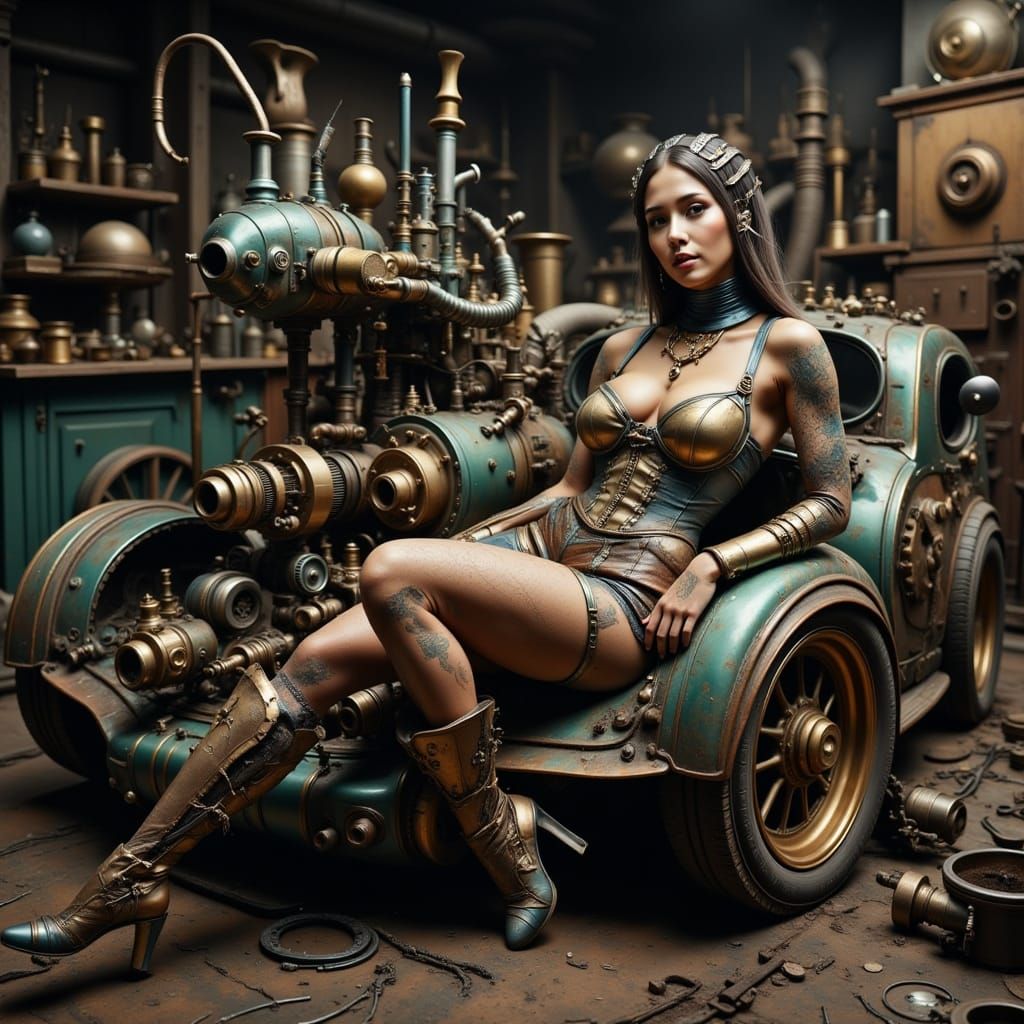 Dieselpunk Armadillo Mechanic in Gritty, Glamorous Gear-Ador...