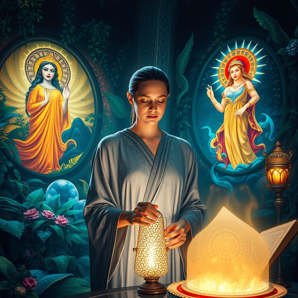 Serene Starfleet Officer in Mystical Sanctuary