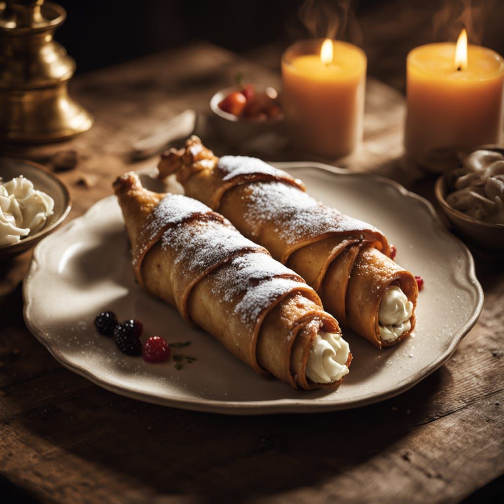 Surreal Italian Cannoli in Warm Golden Light