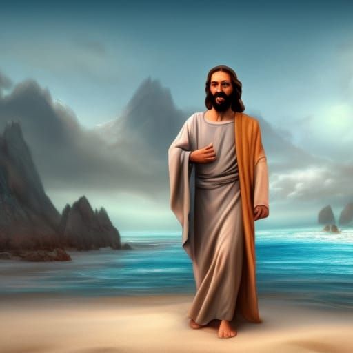 Jesus Christ at the Beach: Detailed Matte Painting