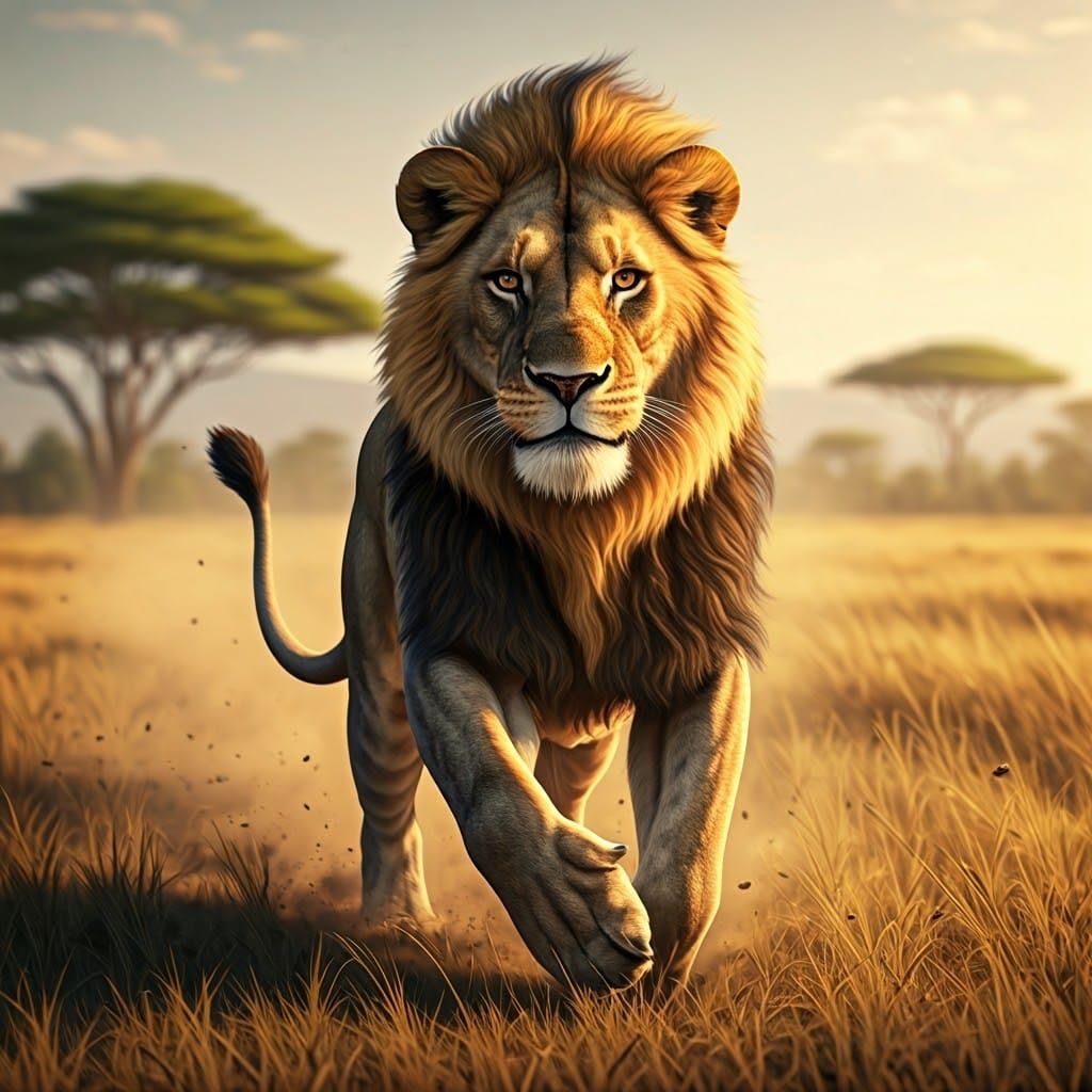 Lion's Chase on the Savannah