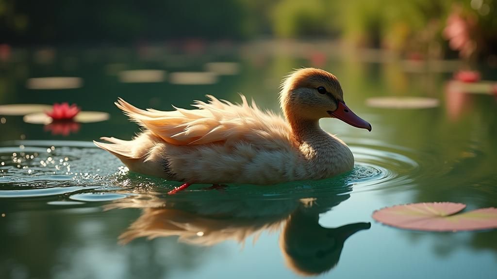 Duck's Peaceful Glide and Frantic Paddling
