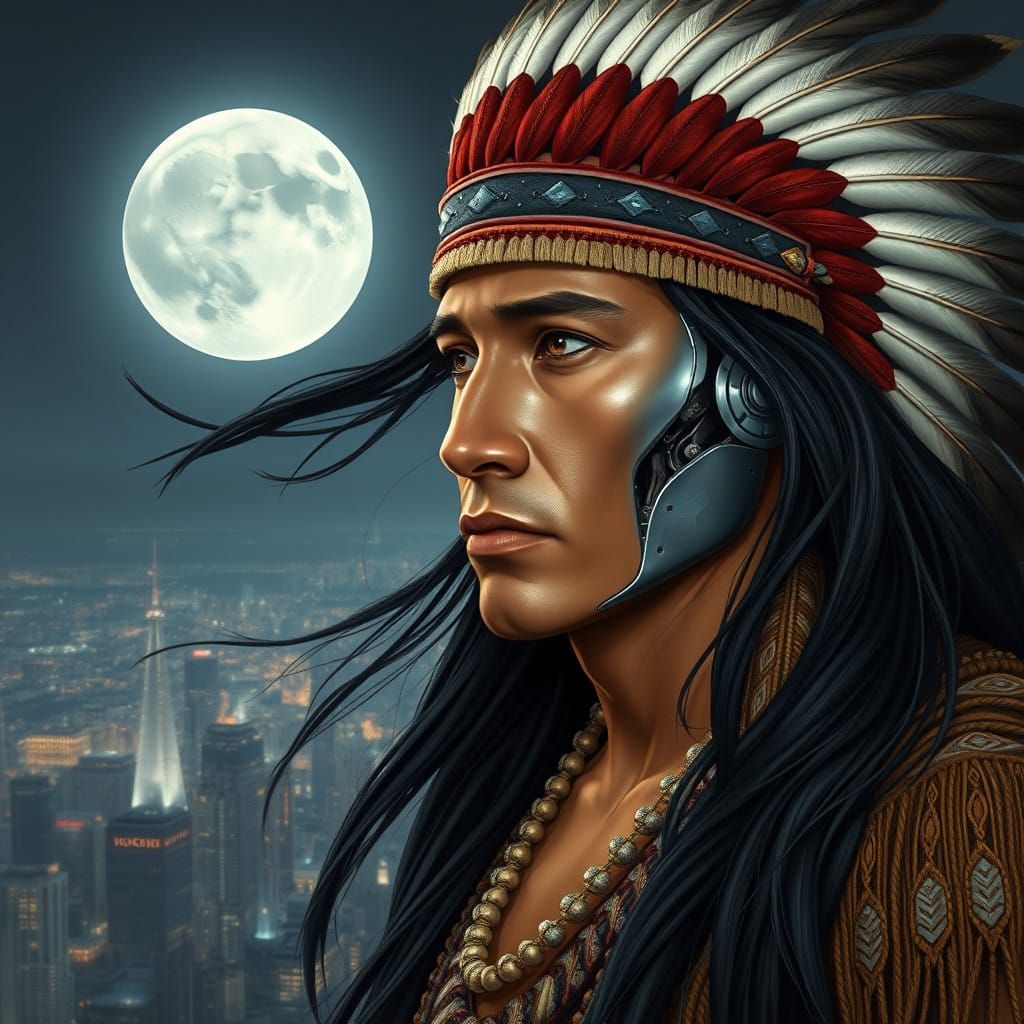 Native American Prince Merges with Cybernetic Robotic Form i...