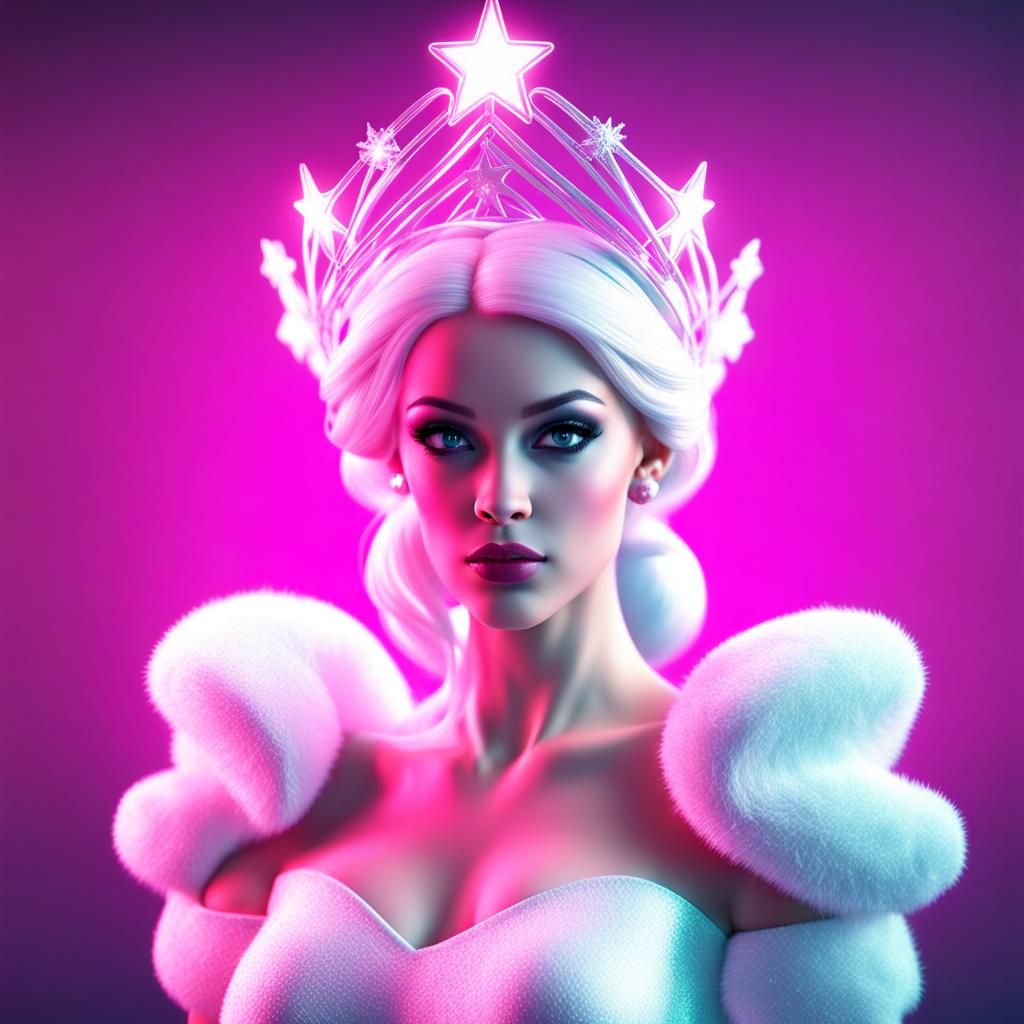 3D Christmas Princess in Synthwave Neon Style