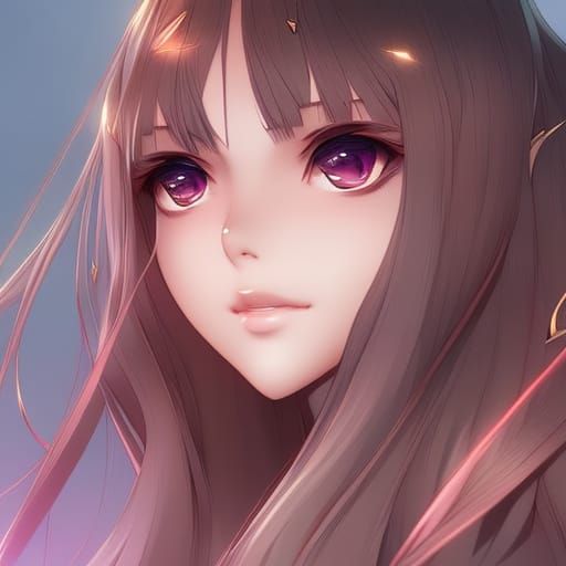 Anime Girl Portrait in Art Nouveau Style