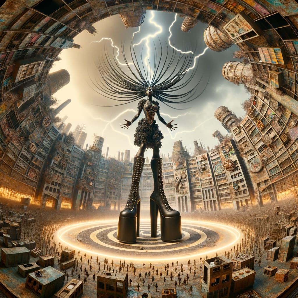 Dieselpunk Woman Channels Lightning in Radioactive City Squa...