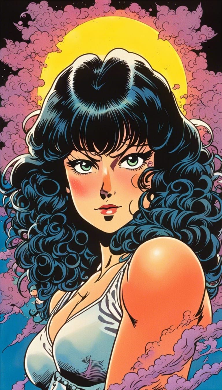 Anime Wrestler Villain in 80s Dark Fantasy Style