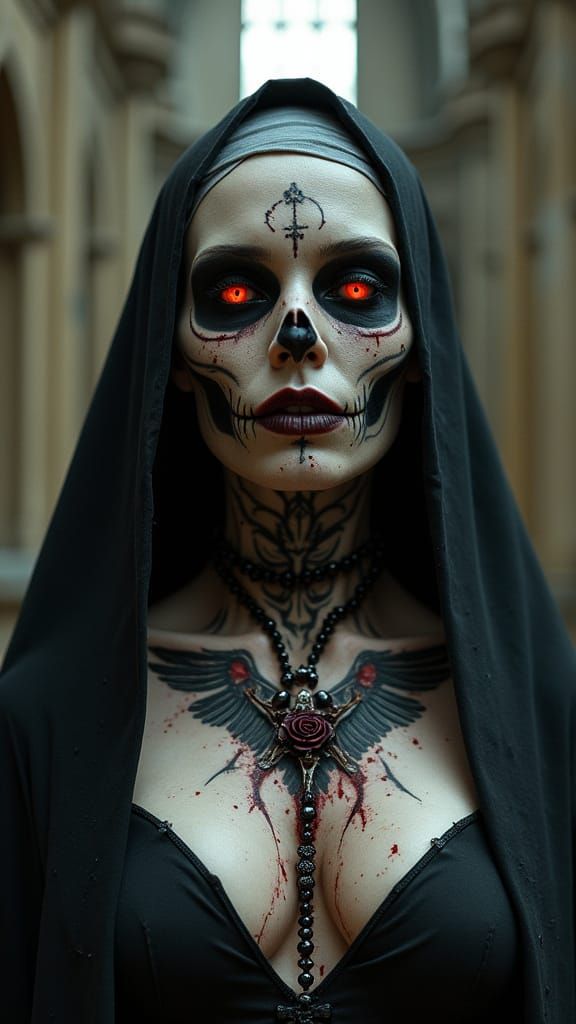 Ethereal Nun Consumed by Dark Corruption