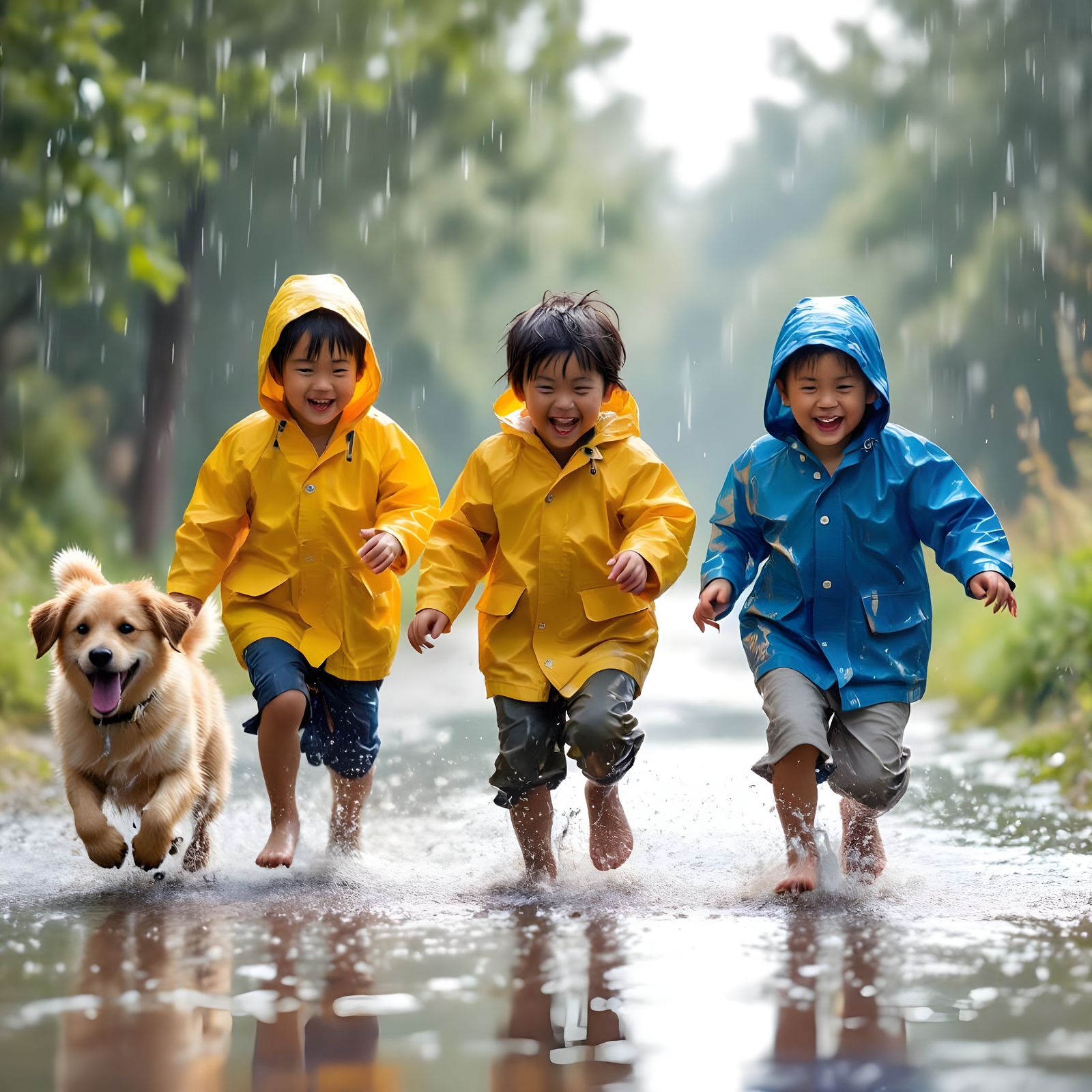 Children's Joyful Summer Rain Adventure