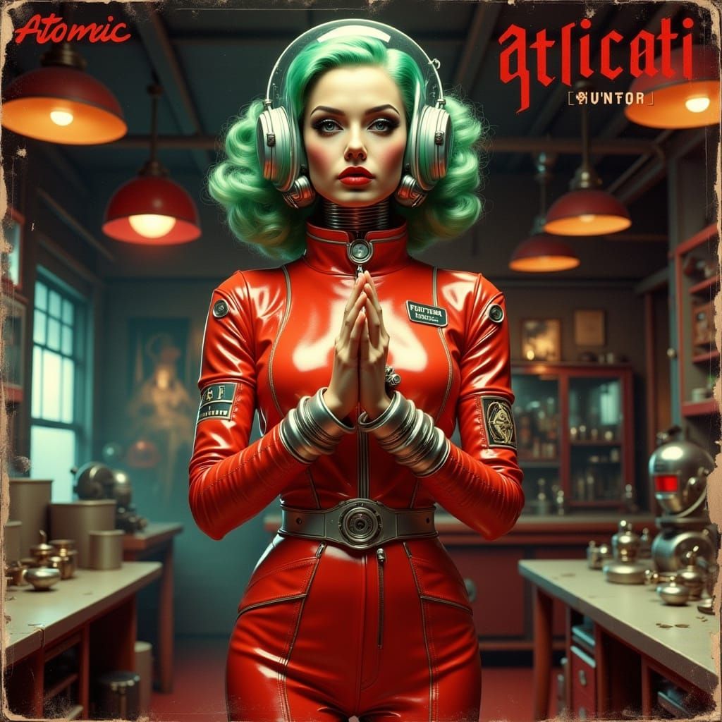 Retro-Futuristic Space Adventurer in a Distressed Dungeon