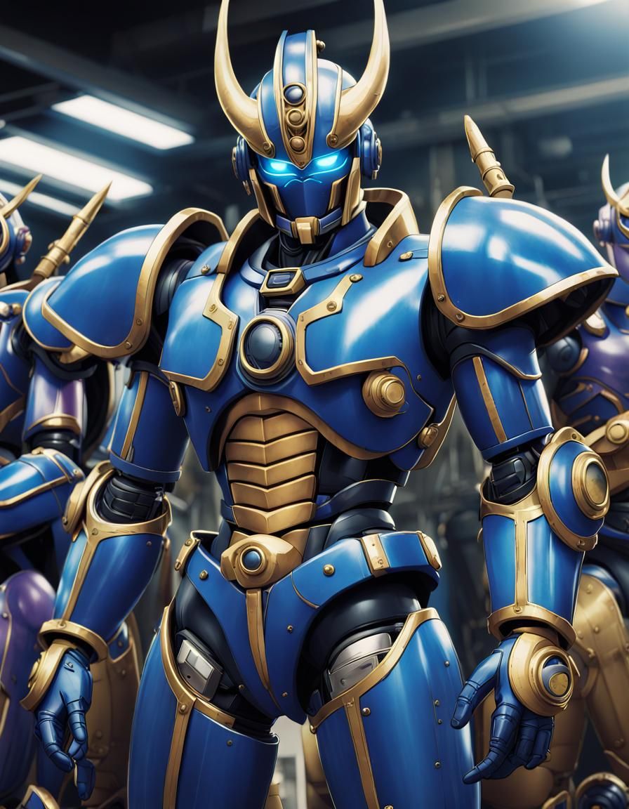 Blue Beetleborg Anime Art in Studio Trigger Style