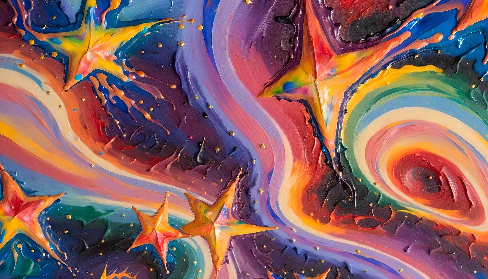 Swirling Star-Beings Forming as Antipasto Oil Painting