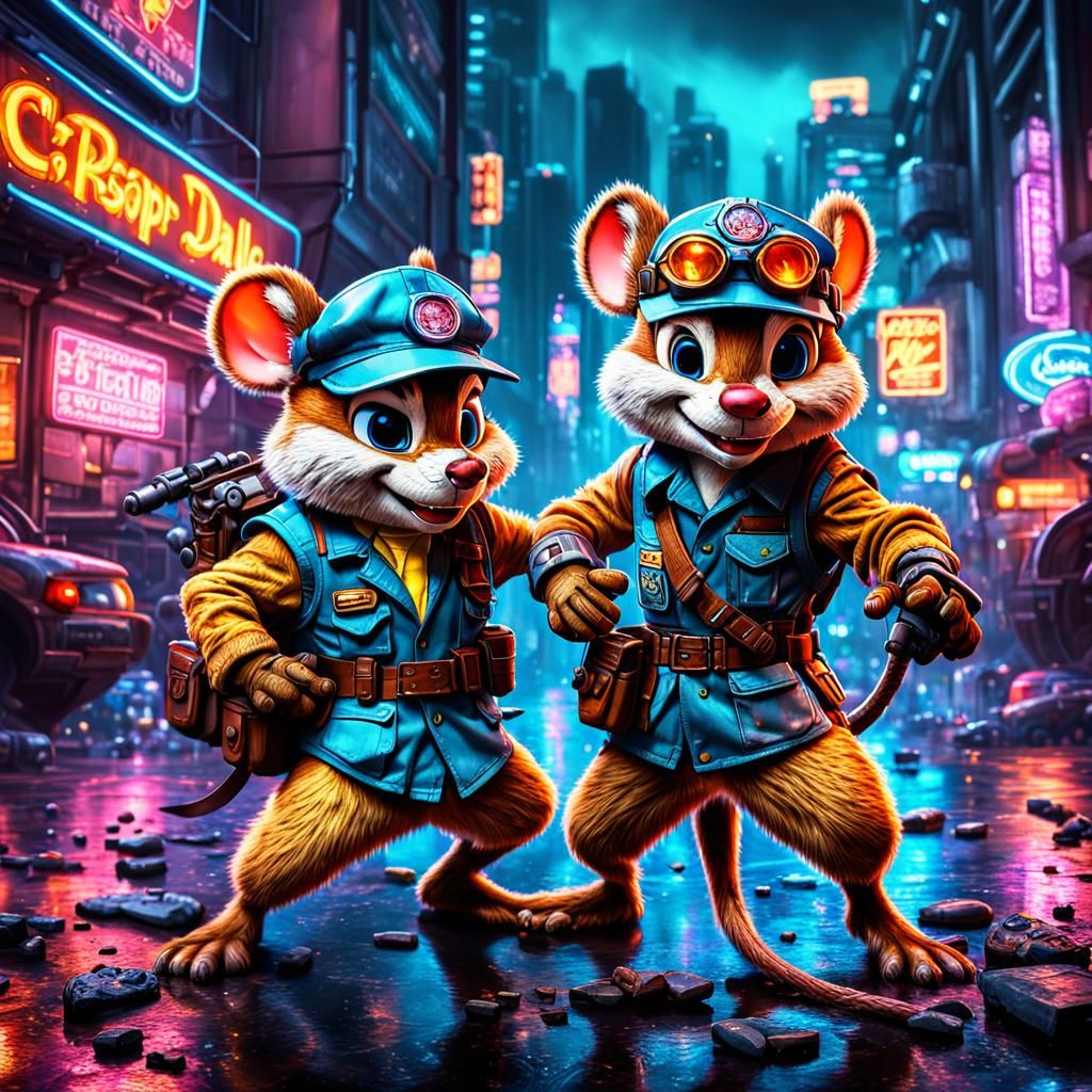 Cyberpunk Rescue Rangers: Chip and Dale Fight