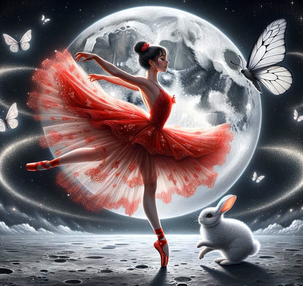 Elegant Ballerina Dances Under Moonlight