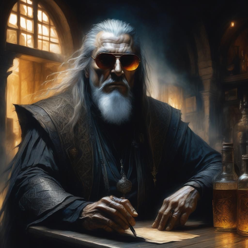 Menacing Wizard Portrait in Luis Royo Style