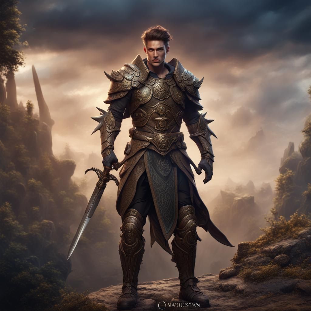 Detailed Human Warrior in Matte Painting Style