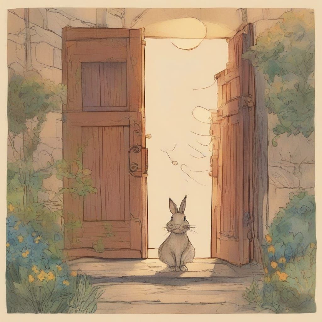 Trojan Horse Rabbit Hunt Retro Illustration