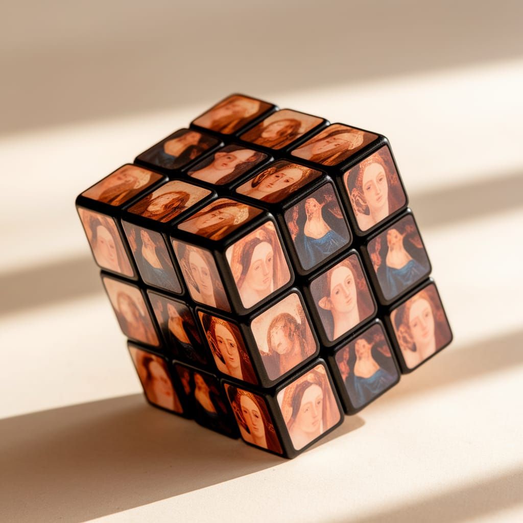 Renaissance-Inspired Rubik's Cube with Elegant Portraits