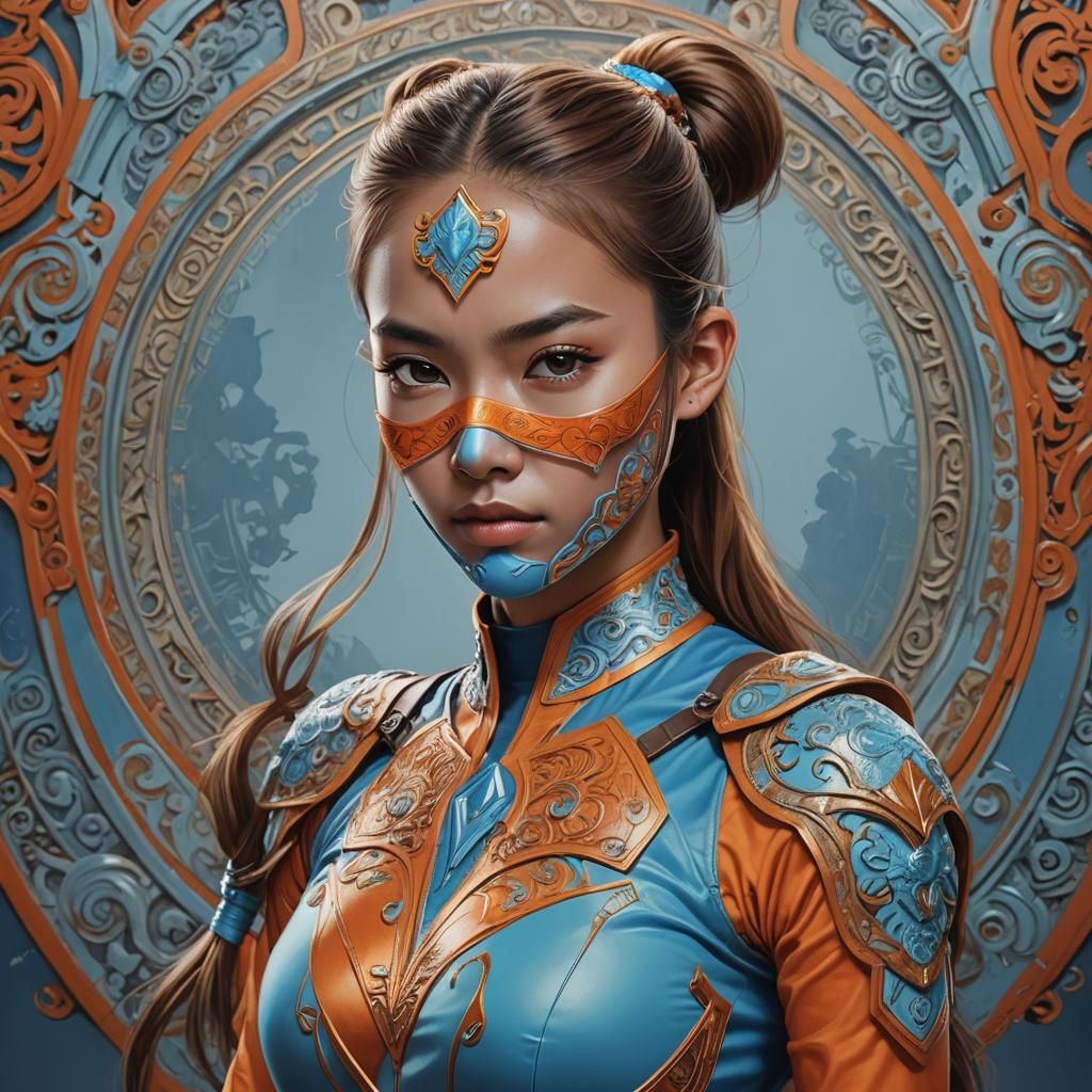 Indonesian Superhero Portrait with Mask in Hyperrealism