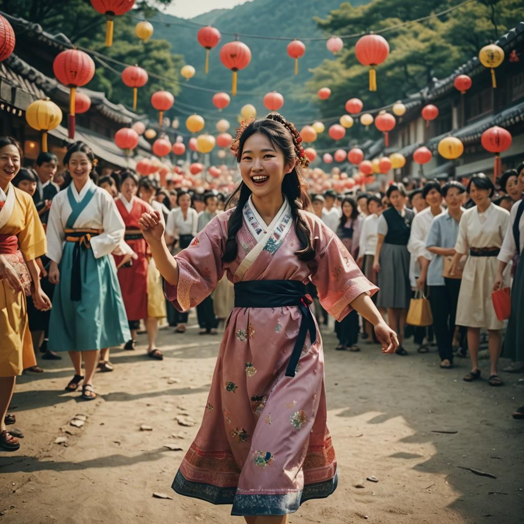 Korean Girl Celebrates Traditional Festival: Cinematic Film ...