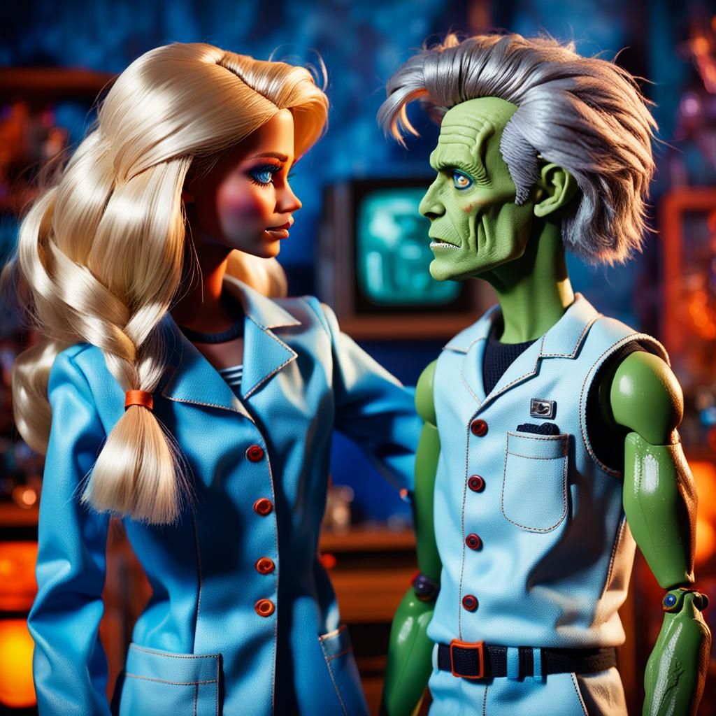 Mad Scientist Barbie with Frankenstein Ken: Hyperrealistic A...