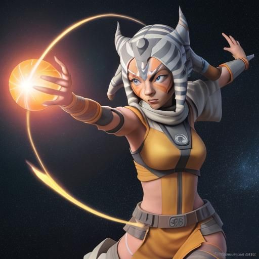 Ahsoka as Naruto with Galaxy Orb, 3D Digital Art